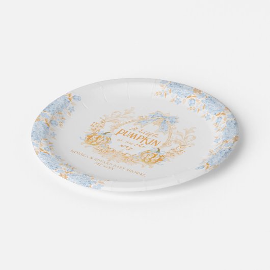 パンプキントイレクレストエレガントボーイベビーシャワー ペーパープレート (アングル)