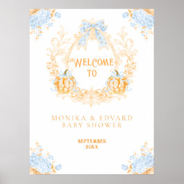 パンプキントイレクレストエレガントボーイベビーシャワー ポスター