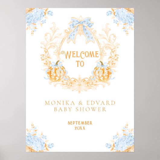 パンプキントイレクレストエレガントボーイベビーシャワー ポスター (正面)