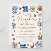 パンプキントイレデジュウブルーテラコッタベビーシャワー 招待状 (正面)