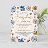 パンプキントイレデジュウブルーテラコッタベビーシャワー 招待状 (スタンド正面)