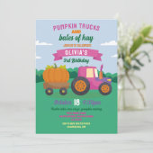 パンプキントラクター誕生日ハーベストパーティー女子 招待状 (スタンド正面)