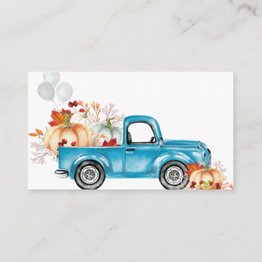 パンプキントラックおむつラッフルチケットベビーシャワー エンクロージャーカード (裏面)