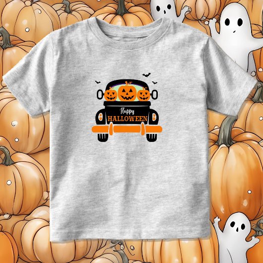 パンプキントラックトドラーハロウィーンのカボチャのちょうちん トドラーTシャツ