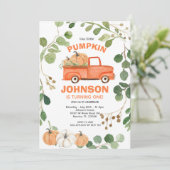 パンプキントラックパーティー秋パンプキン誕生日 招待状 (スタンド正面)