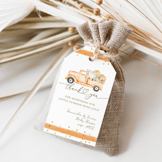 パンプキントラックモダン秋ベビーシャワー ギフトタグ