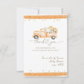 パンプキントラックモダン秋ベビーシャワー サンキューカード (正面)