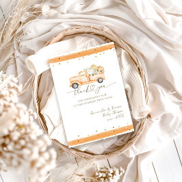 パンプキントラックモダン秋ベビーシャワー サンキューカード