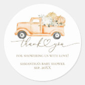 パンプキントラックモダン秋ベビーシャワー ラウンドシール (正面)