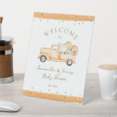 パンプキントラックモダン秋ベビーシャワー 台座サイン (インサイチュ)