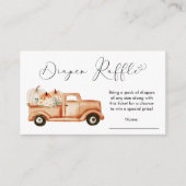 パンプキントラック秋の赤ちゃんシャワーおむつラッフル エンクロージャーカード (正面)