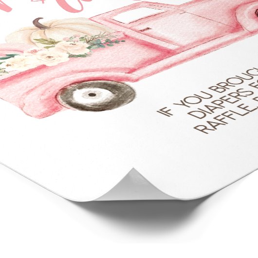 パンプキントラック赤ちゃんシャワーおむつラッフルサイン ポスター (角)