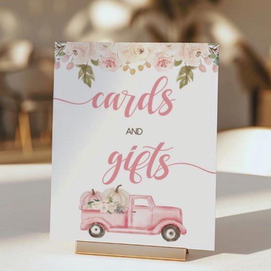 パンプキントラック赤ちゃんシャワーカードとギフトサイン ポスター