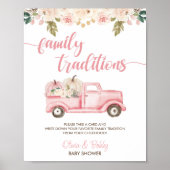 パンプキントラック赤ちゃんシャワー家族の伝統のサイン ポスター (正面)