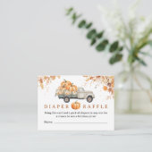 パンプキントラック赤ちゃんシャワー秋おむつラッフル エンクロージャーカード (スタンド正面)