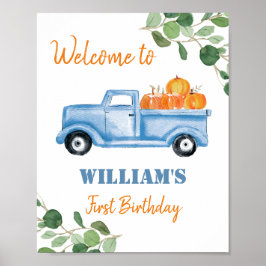 パンプキントラック1st誕生日ウェルカムサイン ポスター