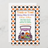 パンプキントランクまたはトリートハロウィーン招待状 招待状 (正面/裏面)