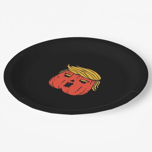 パンプキントランプキンハロウィーンエルのように彼を追い出す ペーパープレート (アングル)