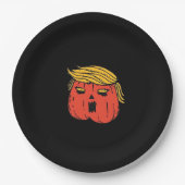 パンプキントランプキンハロウィーンエルのように彼を追い出す ペーパープレート (正面)