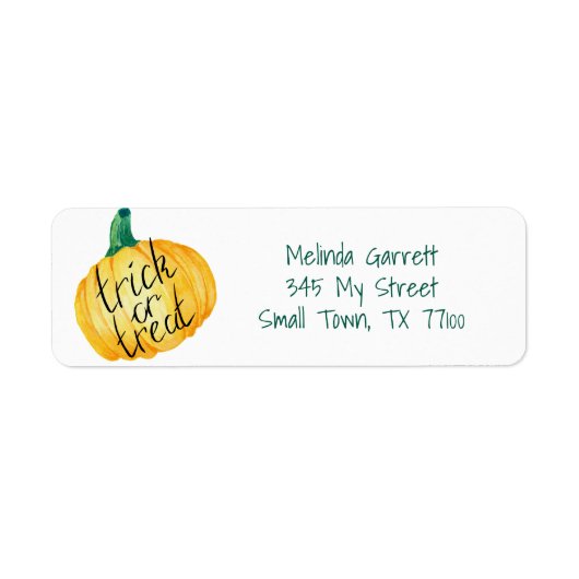パンプキントリックまたはトリートハロウィーンのカスタムアドレス ラベル (正面)