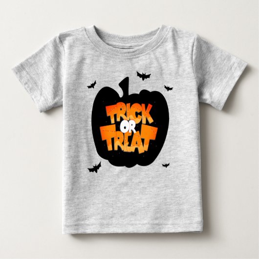 パンプキントリックオアトリートハッピーハローウィン幼児 ベビーTシャツ (正面)