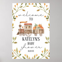 パンプキントレインベビーシャワーウェルカムサイン