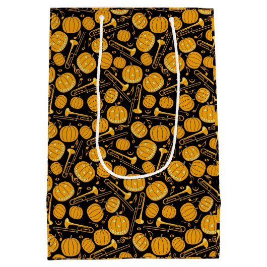 パンプキントロンボーン音楽ノート中抱き枕 ミディアムペーパーバッグ (裏面)