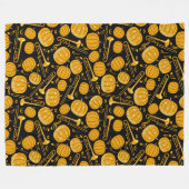 パンプキントロンボーン音楽ノート フリースブランケット (正面(横))