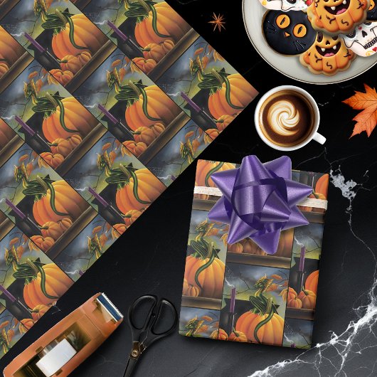 パンプキンドラゴンカルドンハロウィーン ラッピングペーパー