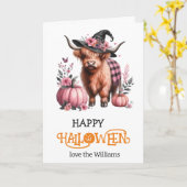 パンプキンハイランドハロウィーンの挨拶 カード (黄色い花)