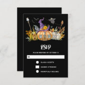 パンプキンハウスウィズ幽霊&こうもり 出欠カード (正面/裏面)