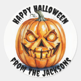 パンプキンハッピーハローウィンクラシックラウンドステッカー ラウンドシール