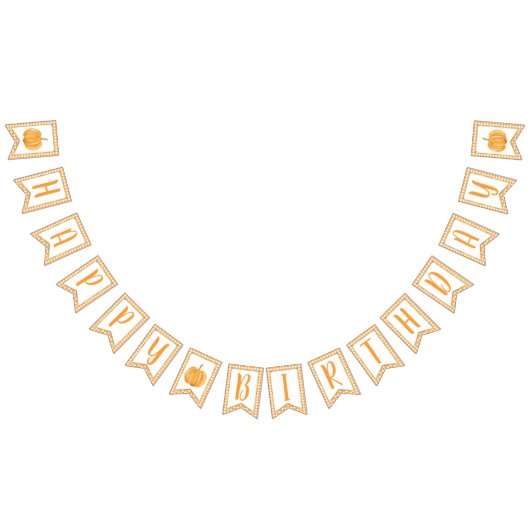 パンプキンハッピーバースデーバナーボーイオレンジプレイド バンティングフラッグ (全)