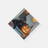 パンプキンハロウィンで眠る黒猫 スタンダードカクテルナプキン (角)