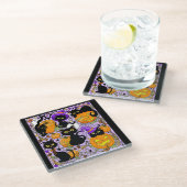 パンプキンハロウィンキャンディブラックキャッツ ガラスコースター (アングル)