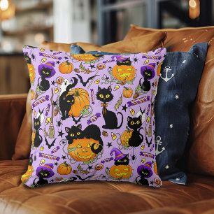 パンプキンハロウィンキャンディブラックキャッツ クッション