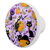 パンプキンハロウィンキャンディブラックキャッツ セラミックノブ (右)