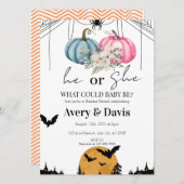 パンプキンハロウィンジェンダーの発表 招待状 (正面/裏面)