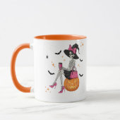 パンプキンハロウィン付きグラムスケルトンウィッチ不気味 マグカップ (左)