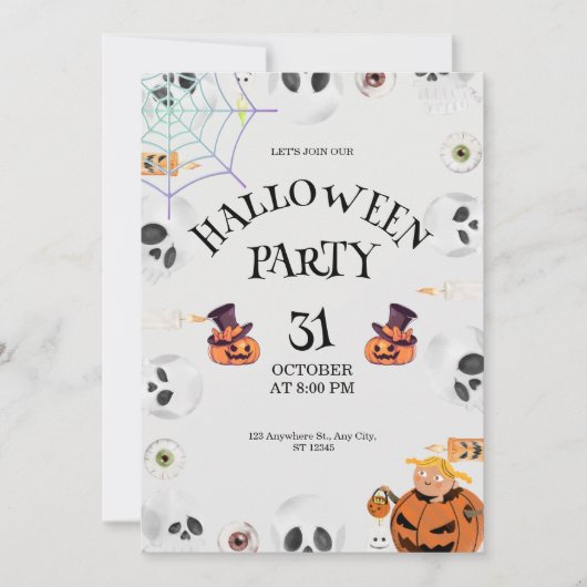 パンプキンハロウィン招待状、ハロウィンの夜 招待状 (正面)