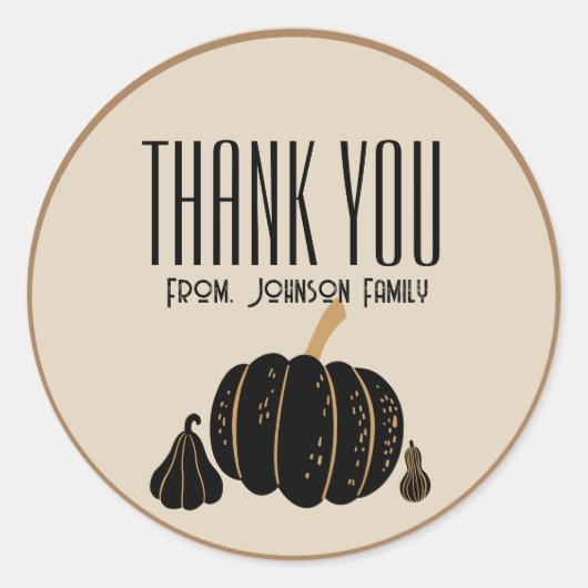 パンプキンハロウィン秋ありがとうカスタムステッカー ラウンドシール (正面)