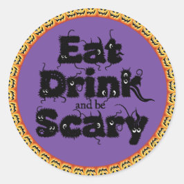 パンプキンハロウィン食べの「飲み物と怖い」ステッカー ラウンドシール