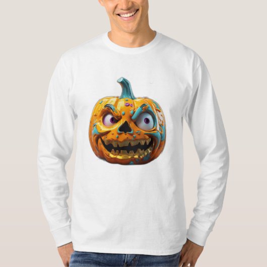 パンプキンハロウィン3Dシャツ |ヴィンテージハロウィーン Tシャツ (正面)