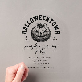 パンプキンハロウィーンのカボチャのちょうちんブラックハローウィンパーティ アクリル招待状