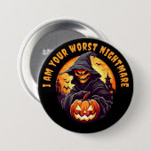 パンプキンハロウィーンの怖いスケルトン 缶バッジ (正面&裏面)