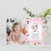 パンプキンハロウィーンの誕生日の写真サンキューカード 招待状 (スタンド正面)