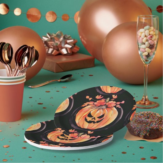 パンプキンハロウィーンアート ペーパープレート (複数)
