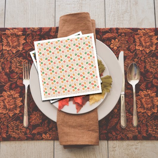 パンプキンハロウィーンオレンジ色の黄色の緑の白 スタンダードカクテルナプキン