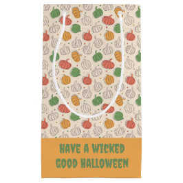 パンプキンハロウィーンオレンジ色の黄色の緑 スモールペーパーバッグ