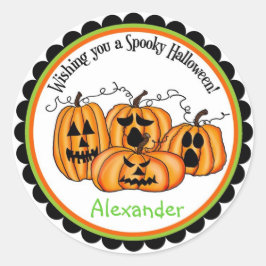 パンプキンハロウィーントリートステッカー ラウンドシール